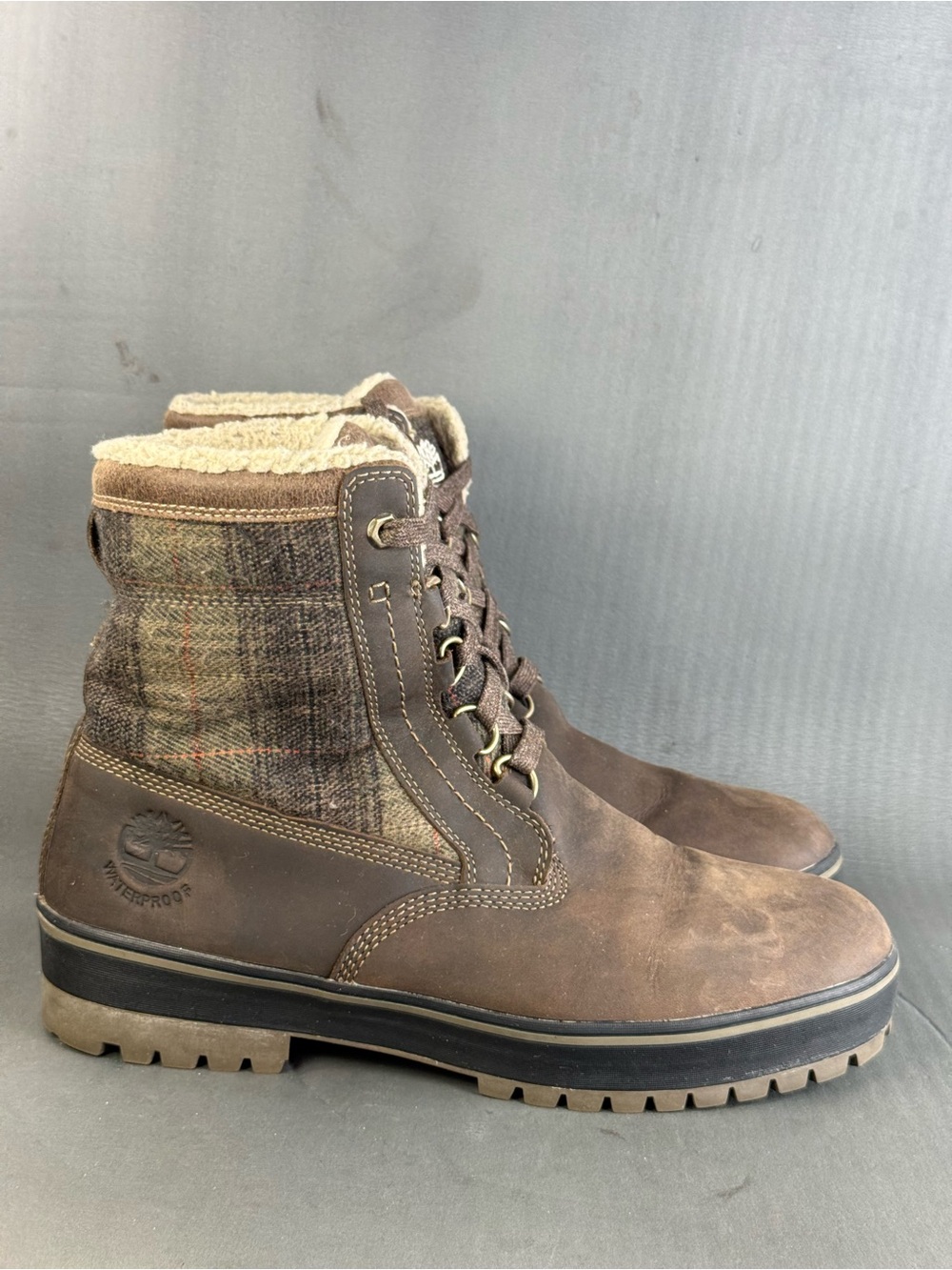 Timberland Spruce Mountain Brown Insulated Plaid Men's Boot shoes size 10